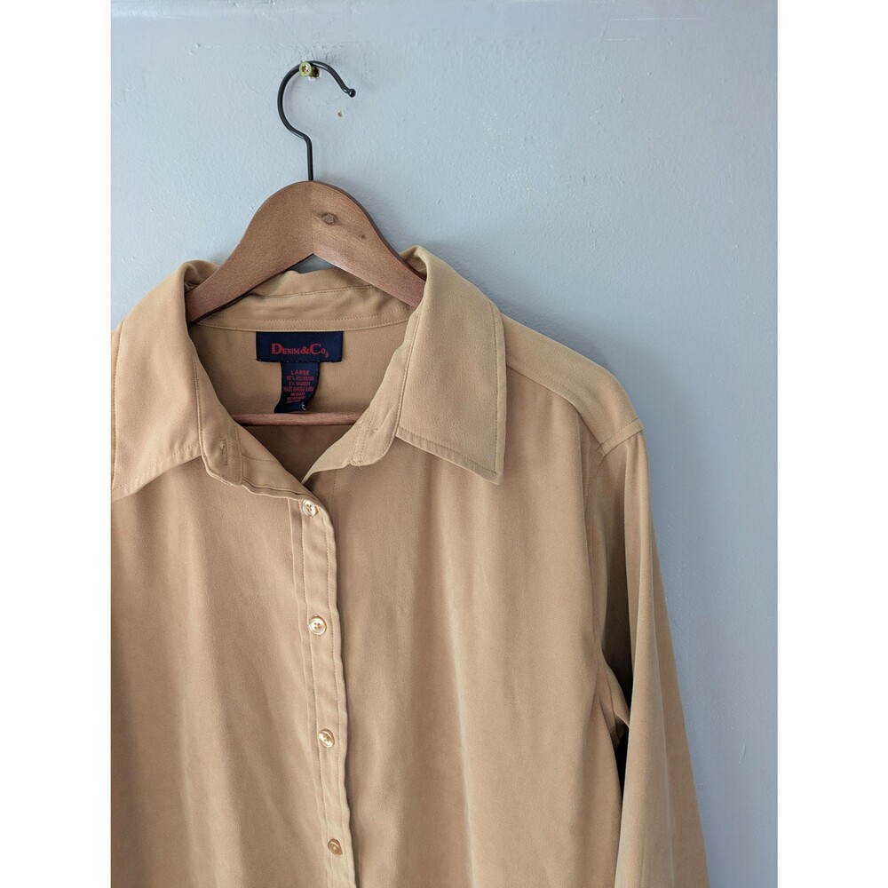 Vintage Oversized Button down shirt, Gold Blouse, preppy, academia, fall, Large